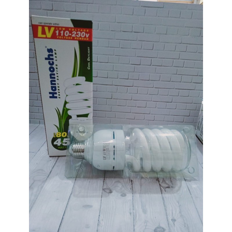 LAMPU PUTIH HANNOCHS SPIRAL 45 WATT - HANNOCHS (GARANSI)