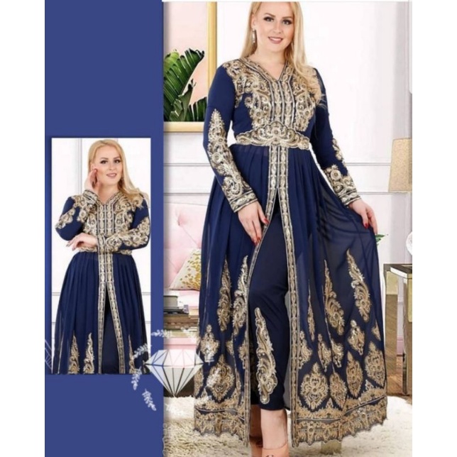 SET JAIPUR PAKAIAN WANITA FASHION STELAN ATASAN MAXY DAN CELANA MOSCREPE BORDIR ASLI