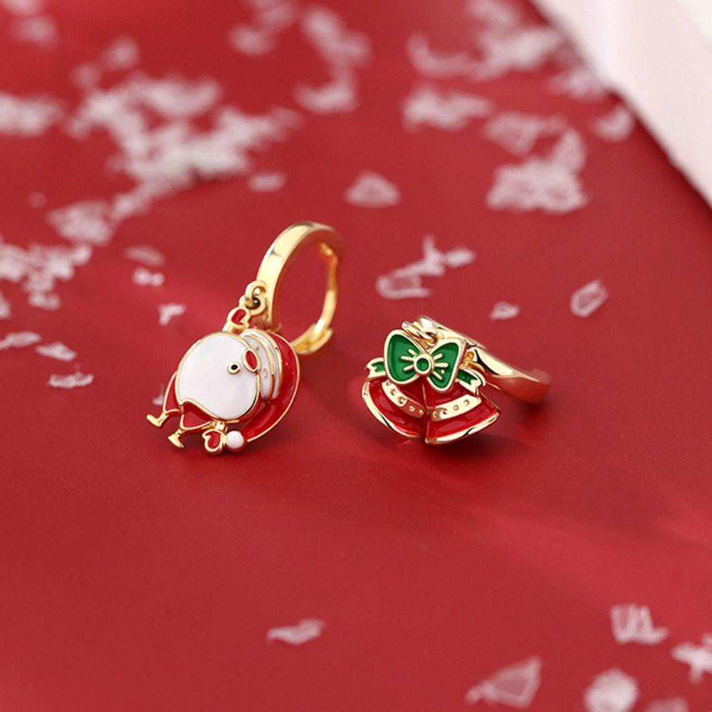 Needway Anting Natal Kreatif Hadiah Festival Natal Bell Musim Dingin Aksesoris Asimetris Anting Liontin Lady Women Earrings