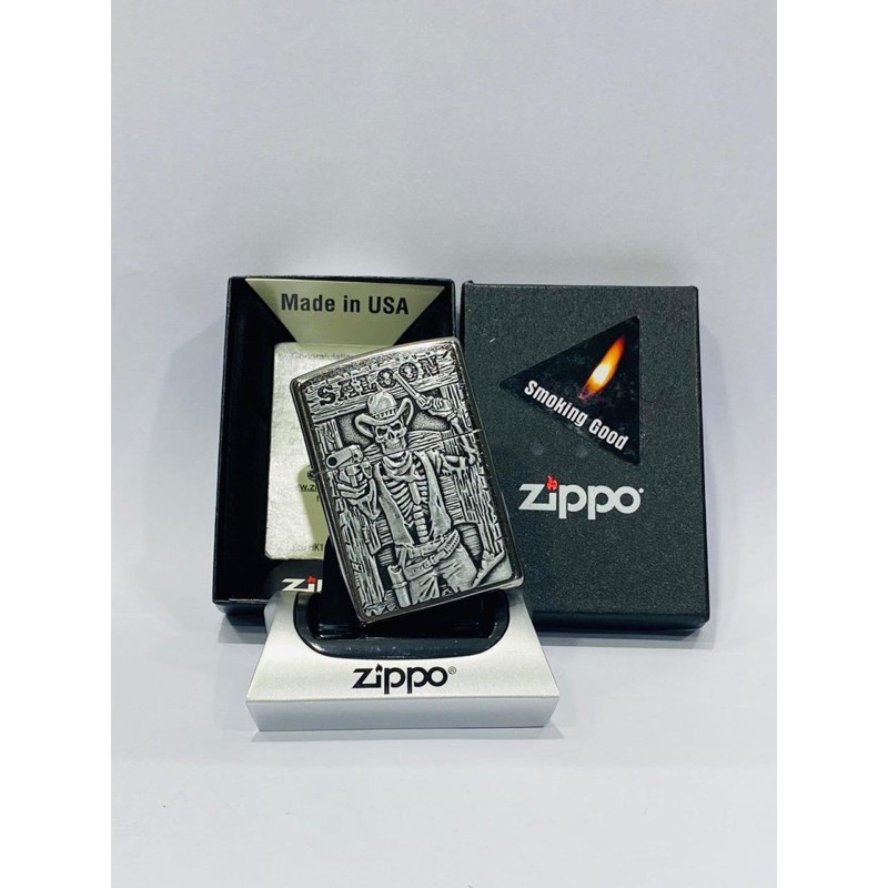 ORIGINAL ZIPPO 49298 SALDON SKULL EMBLEM