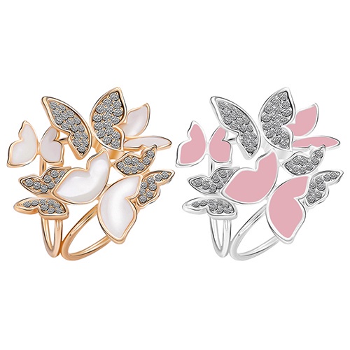 Bros Pin Bentuk Butterfly Cluster Lingkaran Aksen Kristal Berlian Imitasi Untuk Wanita