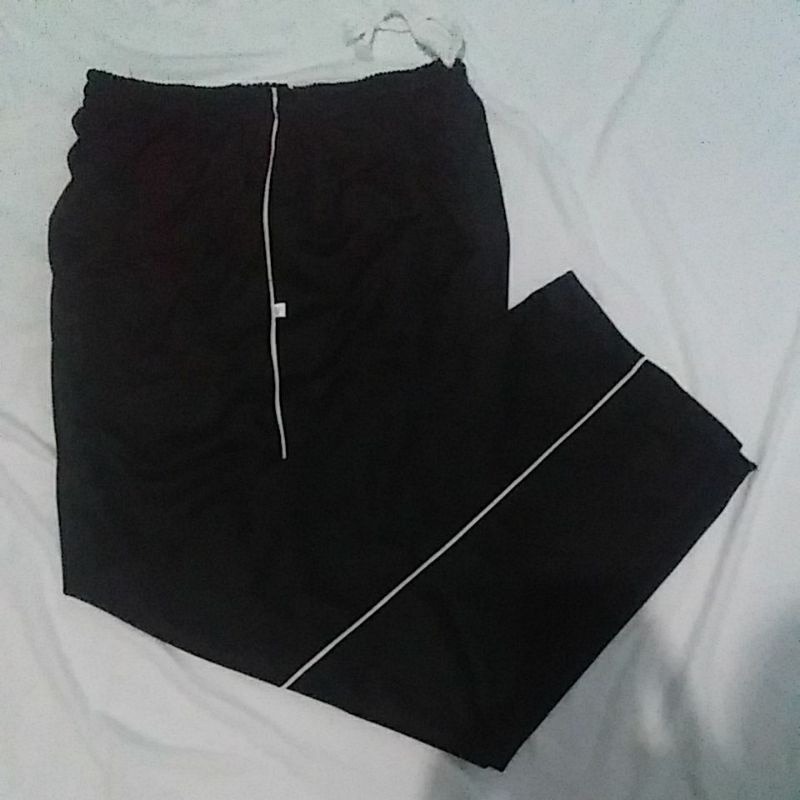 celana training panjang dewasa lis satu/simple standar jumbo-Hitam lis putih