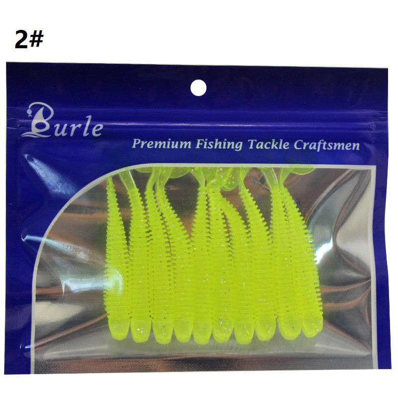 10pcs / lot Umpan Pancing Soft Bait Bentuk Cacing Bahan Karet Silikon Ukuran 50mm 0.7g