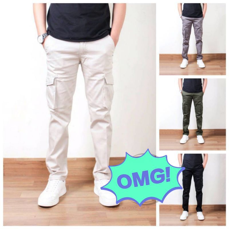 [TERLARIS] CELANA CARGO PANJANG PRIA UKURAN 27-38 PREMIUM QUALITY SLIMFIT COWO SKINNY POLOS COWOK