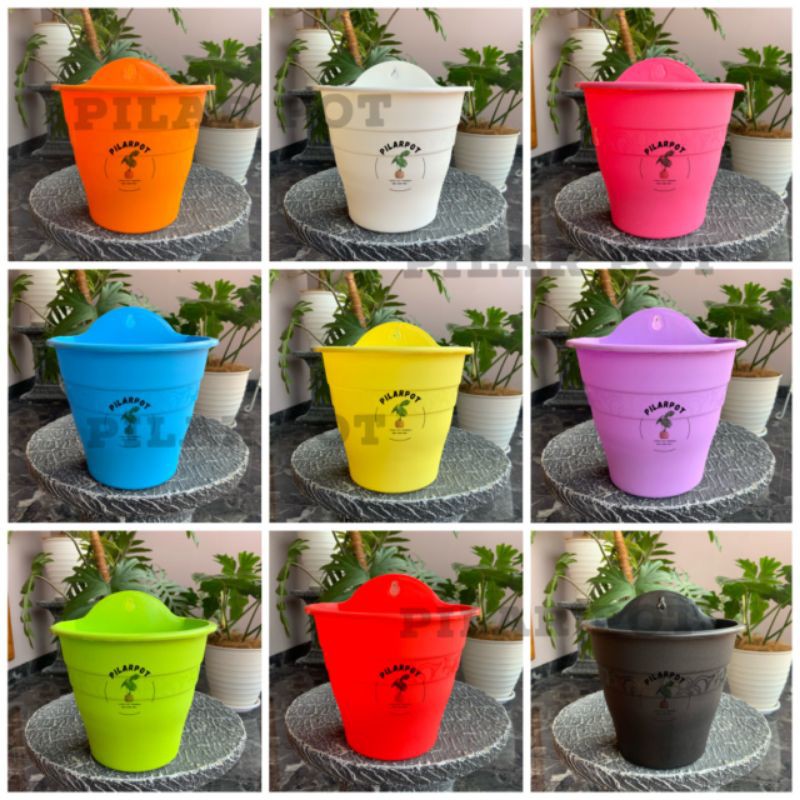 Pot bunga tanaman dinding cantik warna warni 18cm - NKT CANTIK