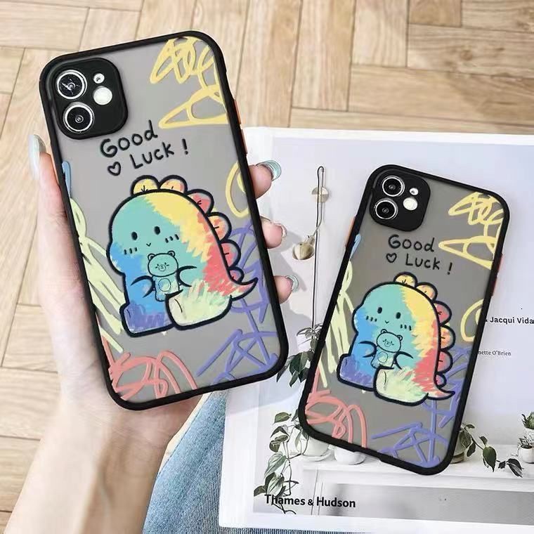 casing ponsel keras cetak berwarna dinosaurus dengan iphone 7 8 Plus X Xs Xr 12 11 Pro Max