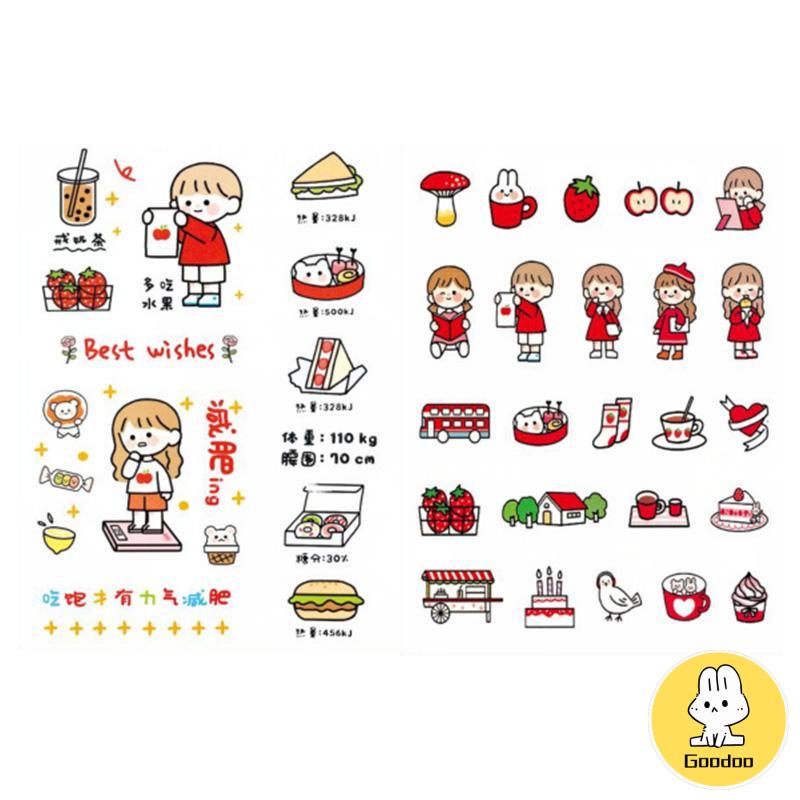 [Ready Stock❤️COD]Stiker Motif Kartun Korea Lucu Anti Air Dekorasi Handbook Scrapbook DIY -Doo