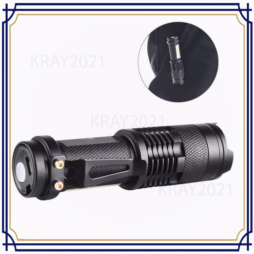 Senter LED Mini Flashlight USB Rechargerable XPE + COB - S-002