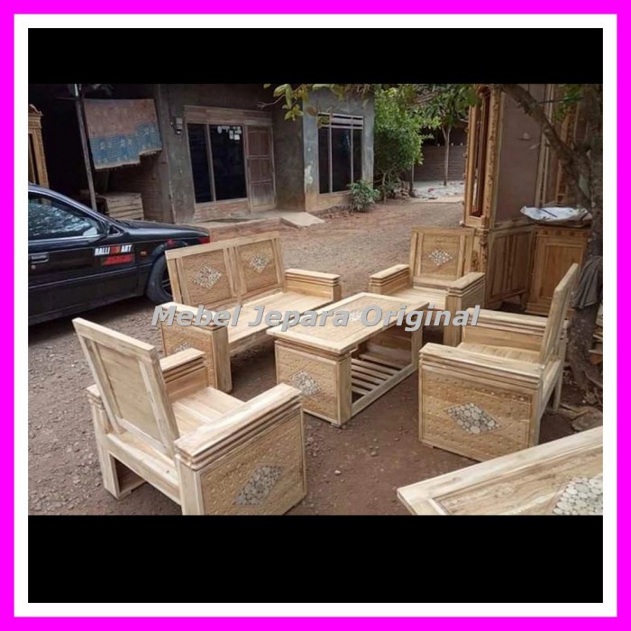Kursi tamu Kayu jati Minimalis - Kursi ruang Tamu Jepara Mebel Mentah Original