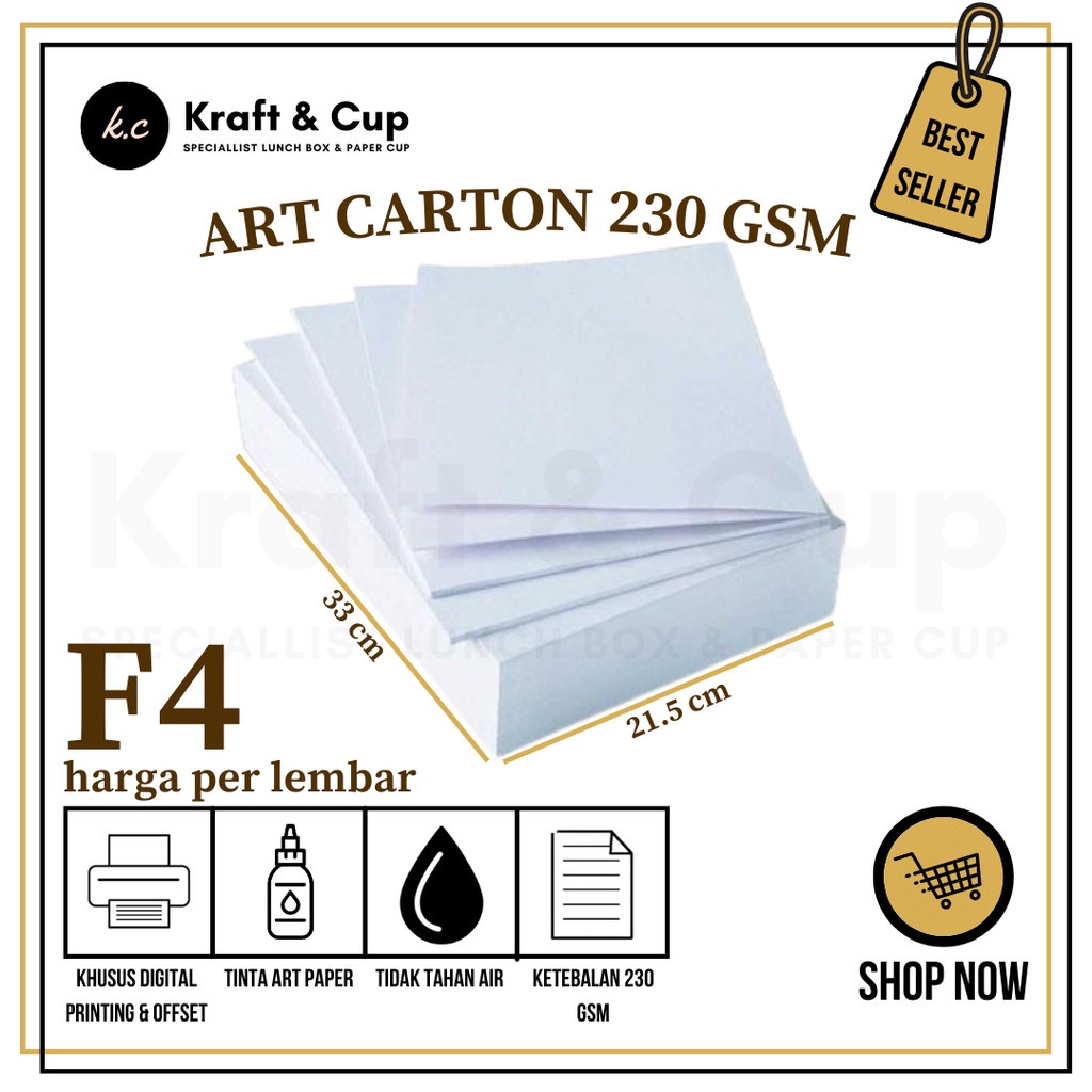 

Art Carton 230 gsm F4 per lembar / Art Carton F4 230 gsm