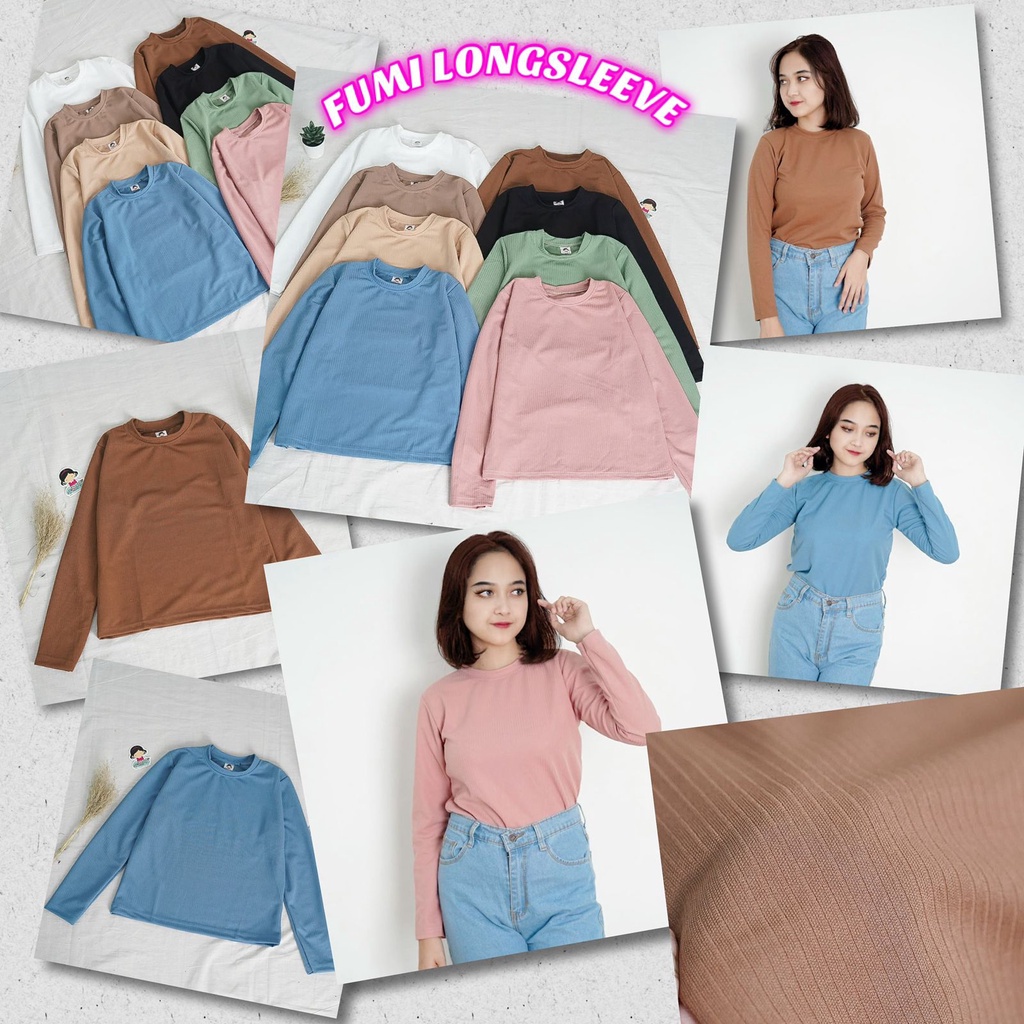 BEFAST - ZFS OOTD Kaos Wanita NABIYA / FUMI SERA BASIC APRIL KNIT TOP / Tshirt Crop Wanita / Atasan Kaos Lengan Panjang/Pendek / Fashion Wanita Santai Rumahan / Kaos Polos Casual / Tshirt Banyak Warna / Terbaru 2022 / Termurah