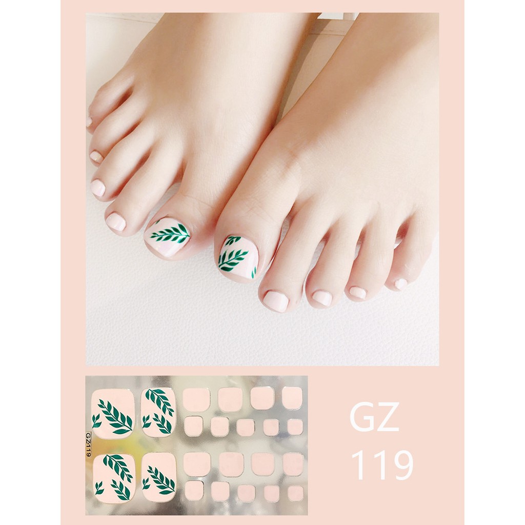 GZ098-114 3D Toe Nail Sticker DIY Nail Art Self-adhesive False Nail Sticker Waterproof Manicure