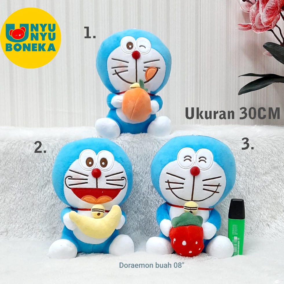 Boneka doraemon buah import buah pisang strobery jeruk souvenir florist