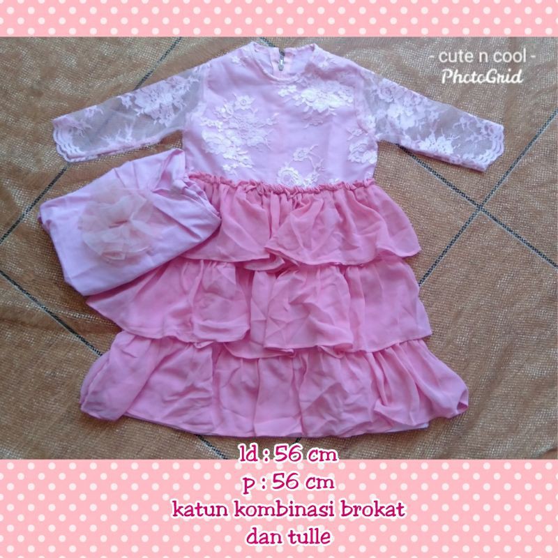 gamis brokat pink anak
