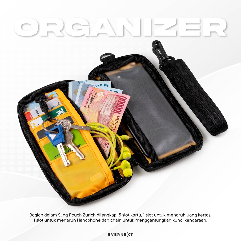 Tas Leher Wateproof Tas Gantung Dompet ID Card KTP ATM Sling Pouch Zurich Hanging Wallet