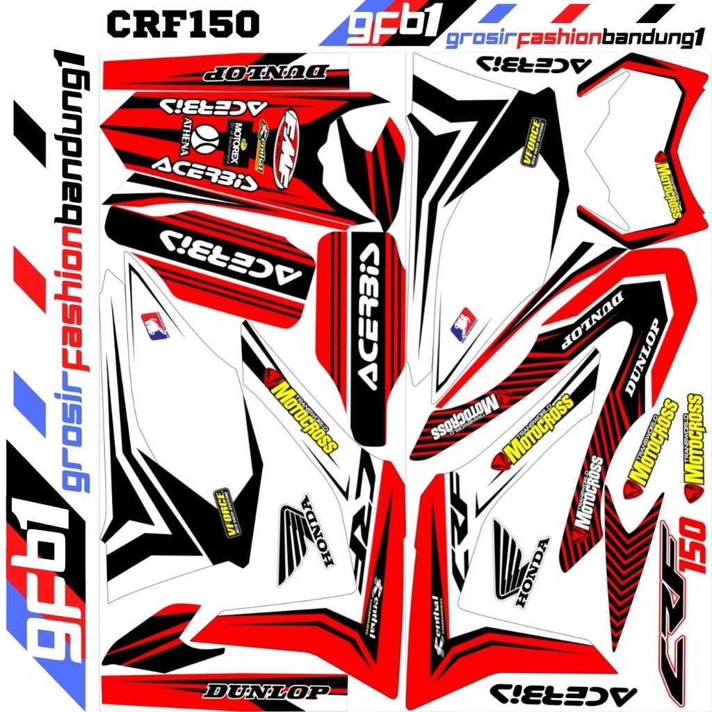 Decal Motor cross Trail Adventure CRF 150 Variasi Dunlop