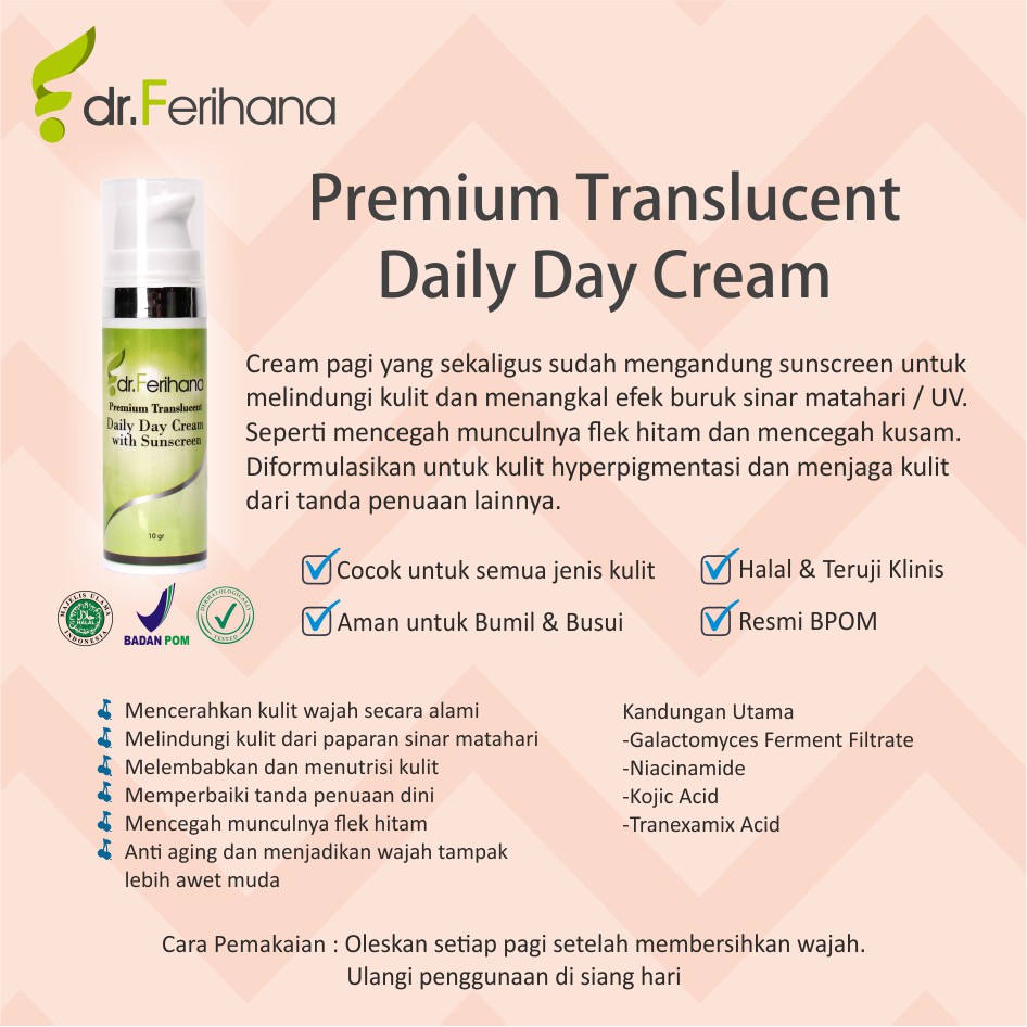 (dr. Ferihana) Day Cream Flek &amp; Melasma Berat-Skin Complexion Brightening