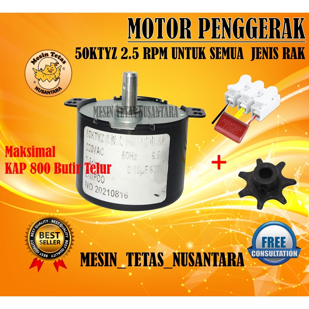 Motor Synchronous 50Ktyz 2.5 RPM untuk Rak Ayun Mesin Tetas Mencapai 800 Butir Telur