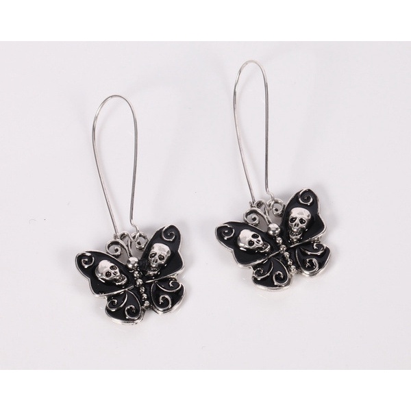 Anting Panjang Desain butterfly skull Gaya retro Eropa Amerika