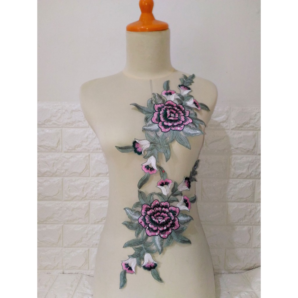 aplikasi bordir patch payet manik