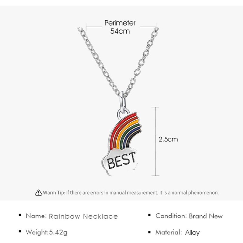 Best Friend Necklace Charm Rainbow Heart Engrave Best Friend Forever Necklace Pendant Friendship BFF Jewelry Gift Hot|Pendant Necklaces