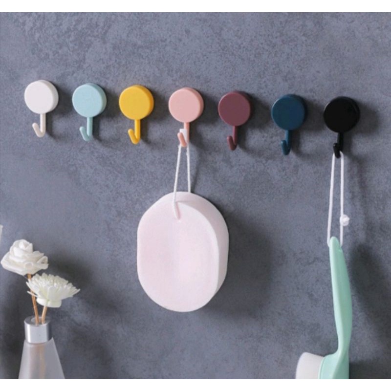 Q245 - Gantungan Hook Bulat Polos Tempel Tembok Wall Hook Stiker Dinding Kail Tempel Kuat Serbaguna