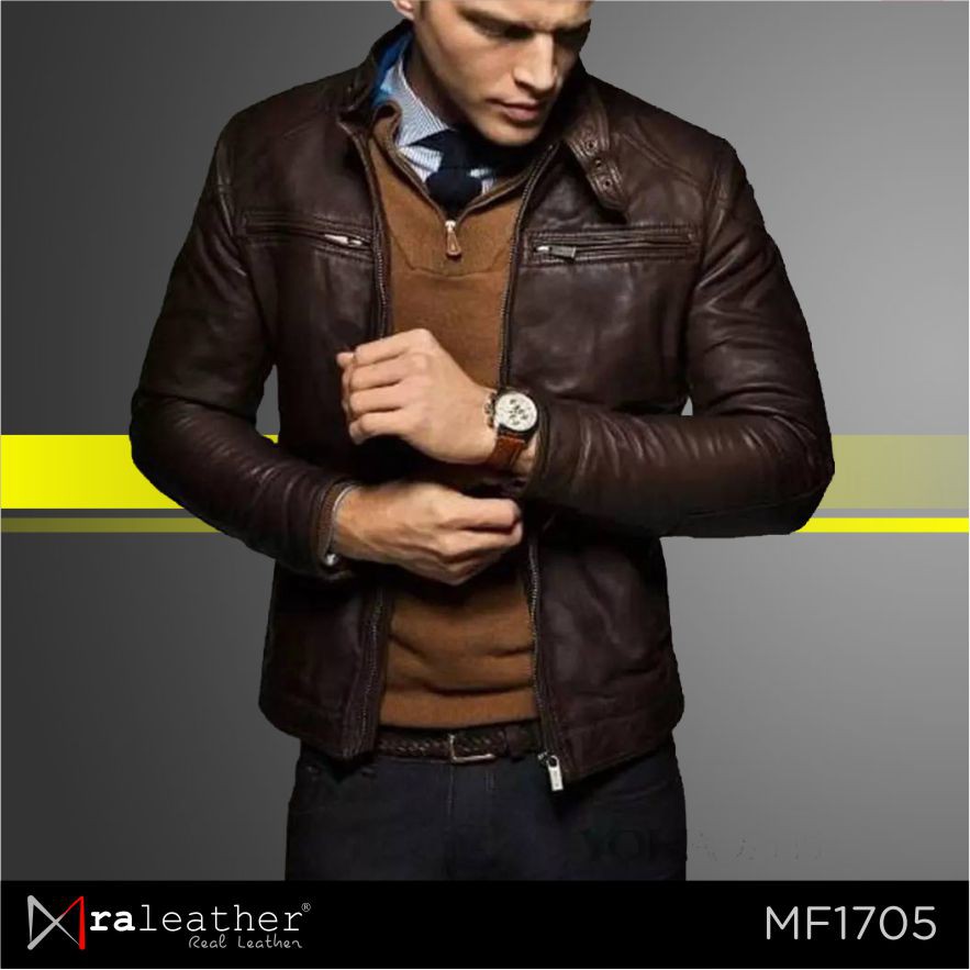 Jaket Kulit Pria RA Leather -100% Kulit Domba Asli Garut Original - MF1705