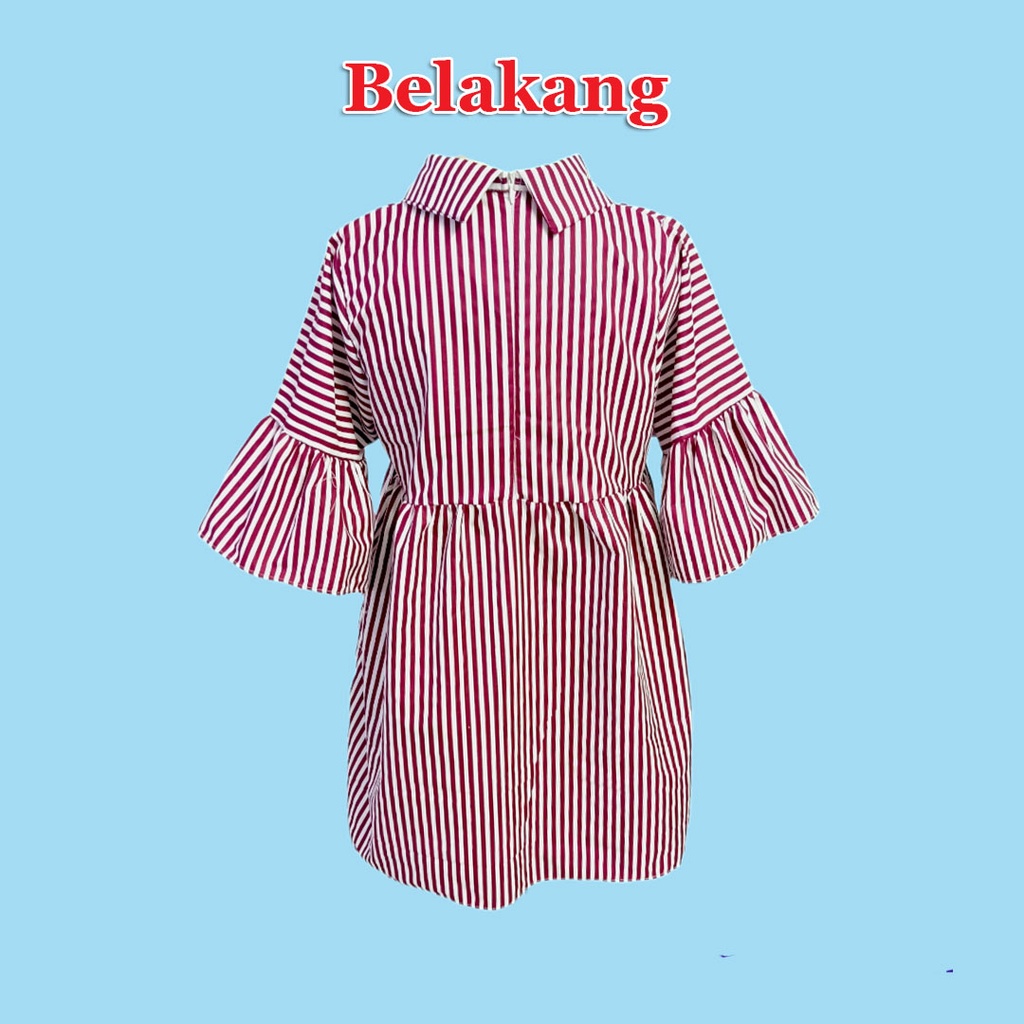 Atasan Salur Wanita Lengan 3/4 / Atasan Blouse Wanita 902