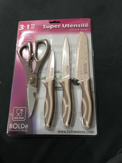 Pisau Set Isi 3 + Gunting Serbaguna Food Grade