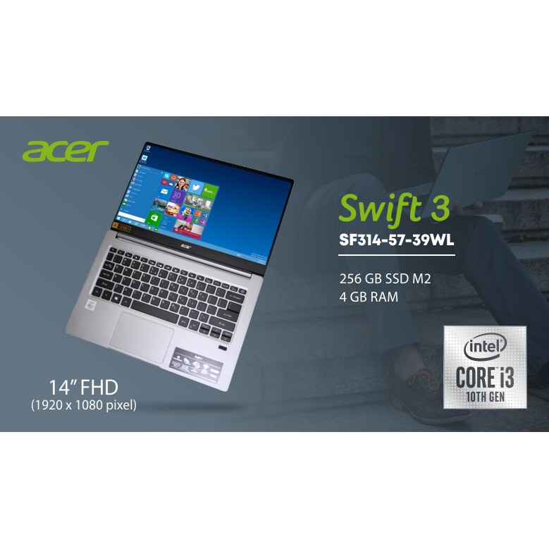 Acer Swift 3 SF314 Core i3-1005G1 Gen 10th 4GB 256GB SSD 14"FHD SLIM BAZEL