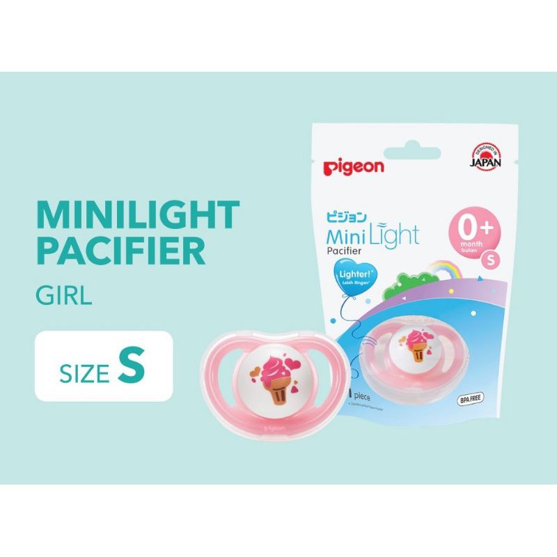 Empeng Pigeon Mini Light silicone Pacifier ada tutup S M L minilight-S, PINK