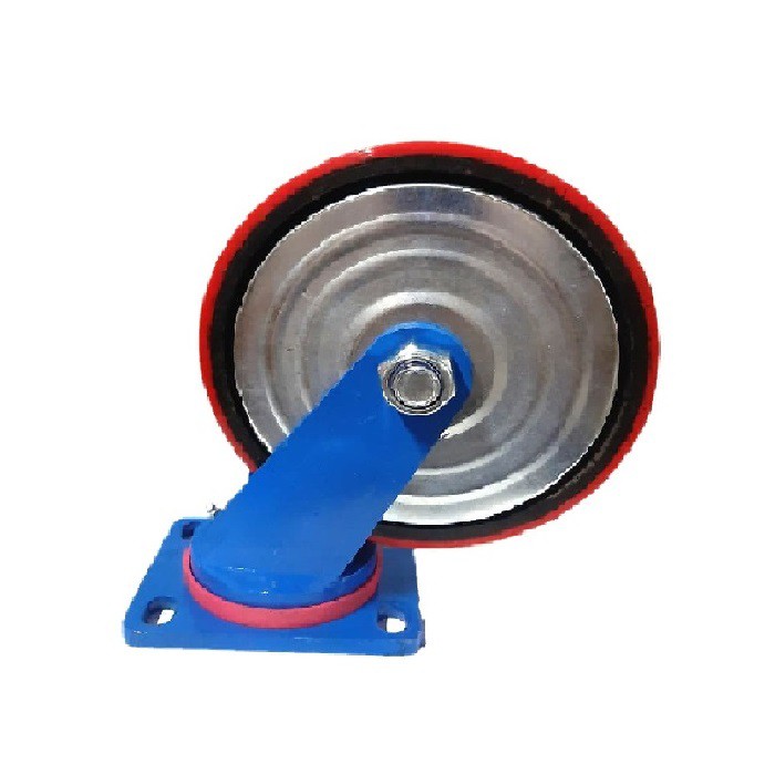 Roda Caster / Troly  / Troli PU 10 Inch Super Heavy Duty Hidup ( Putar ) DERSHENG