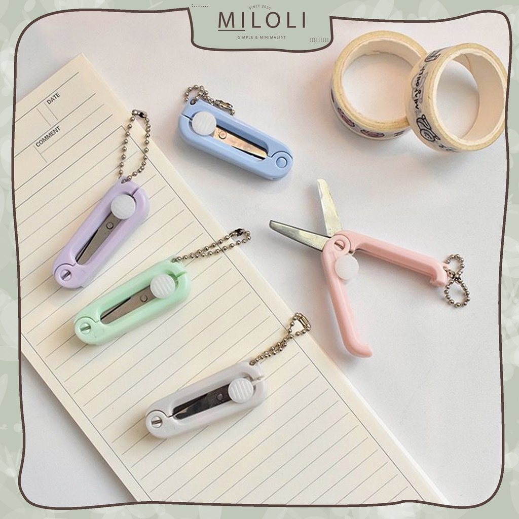 

[MILOLI] 1Pcs Gunting Kertas Mini Scissors Retractable Portable Scissors Scrapbook - F0158