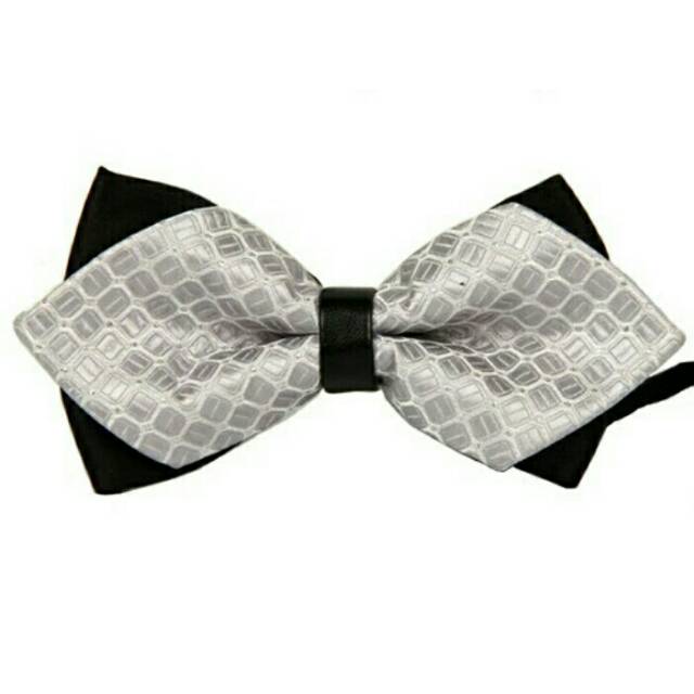Dasi Kupu-Kupu Bow Tie Kupu Tuxedo Silver Pria Dewasa Resmi Formal Fashion