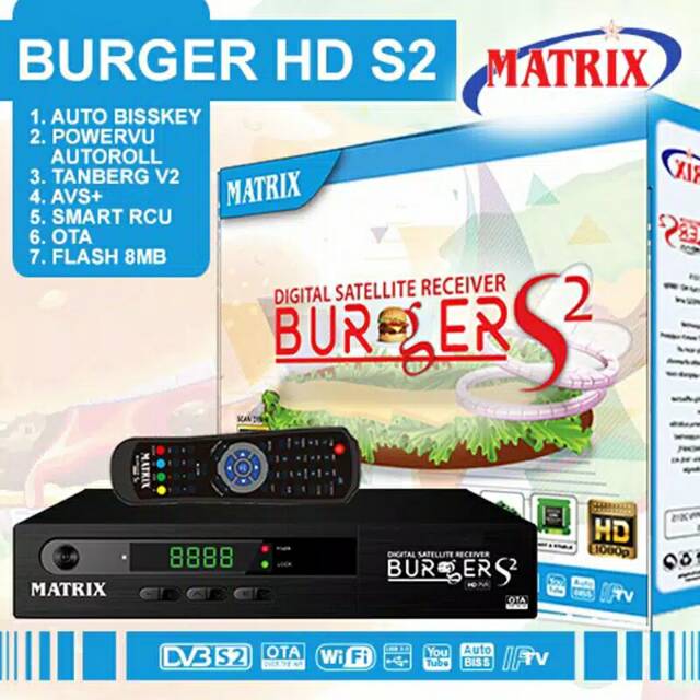 Receiver Matrix, Burger S2 HD K5S Mini, Mesin Parabola, Rx, Digital Dish