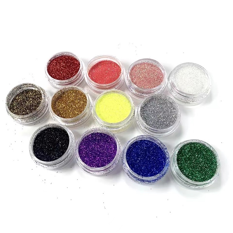 12 WARNA GLITER POT 1 SET GLITTER HIASAN KUKU NAIL ART SLIME GLITER HENNA