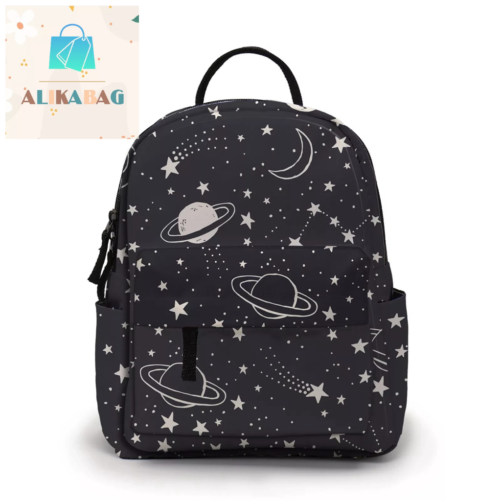 ALIKA BAG - Tas Ransel Mini Pola Bintang Galaksi Kanvas Uniseks Ransel Anak Perempuan Anak Laki-laki Remaja