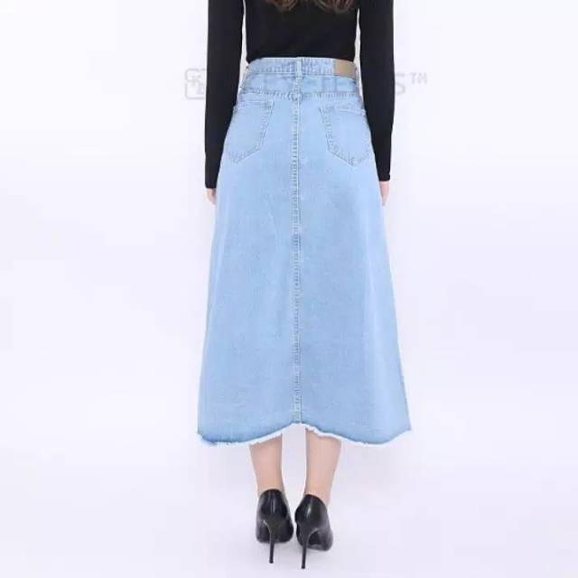 ROK BUTTON JEANS RAWIS BUTTON SKIRT ROK JEANS ROK KEKINIAN ROK JEANS WANITA ROK KANCING