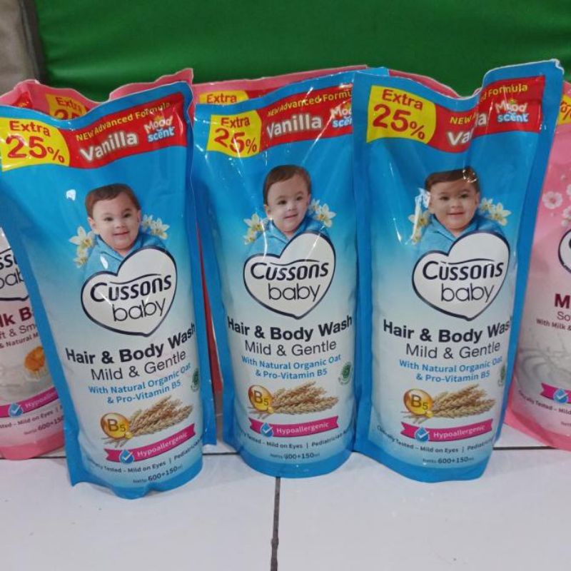 Cussons Baby Hair and Body Wash 600ml+150ml Refill Sabun Bayi 600ml + 150ml