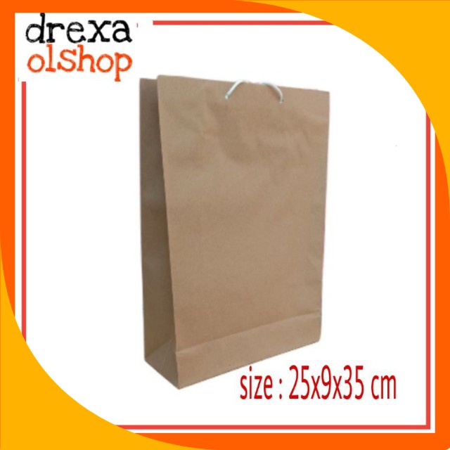 

Paperbag coklat polos/ tas kertas/ paper bag polos ukuran 25x9x35 cm