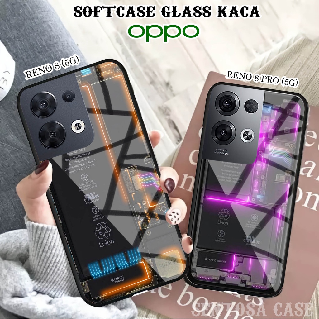 Softcase Glass Kaca OPPO RENO 8 (5G) & RENO 8 PRO (5G) - Casing HP OPPO RENO 8 & 8 PRO (5G) [ S07 ].