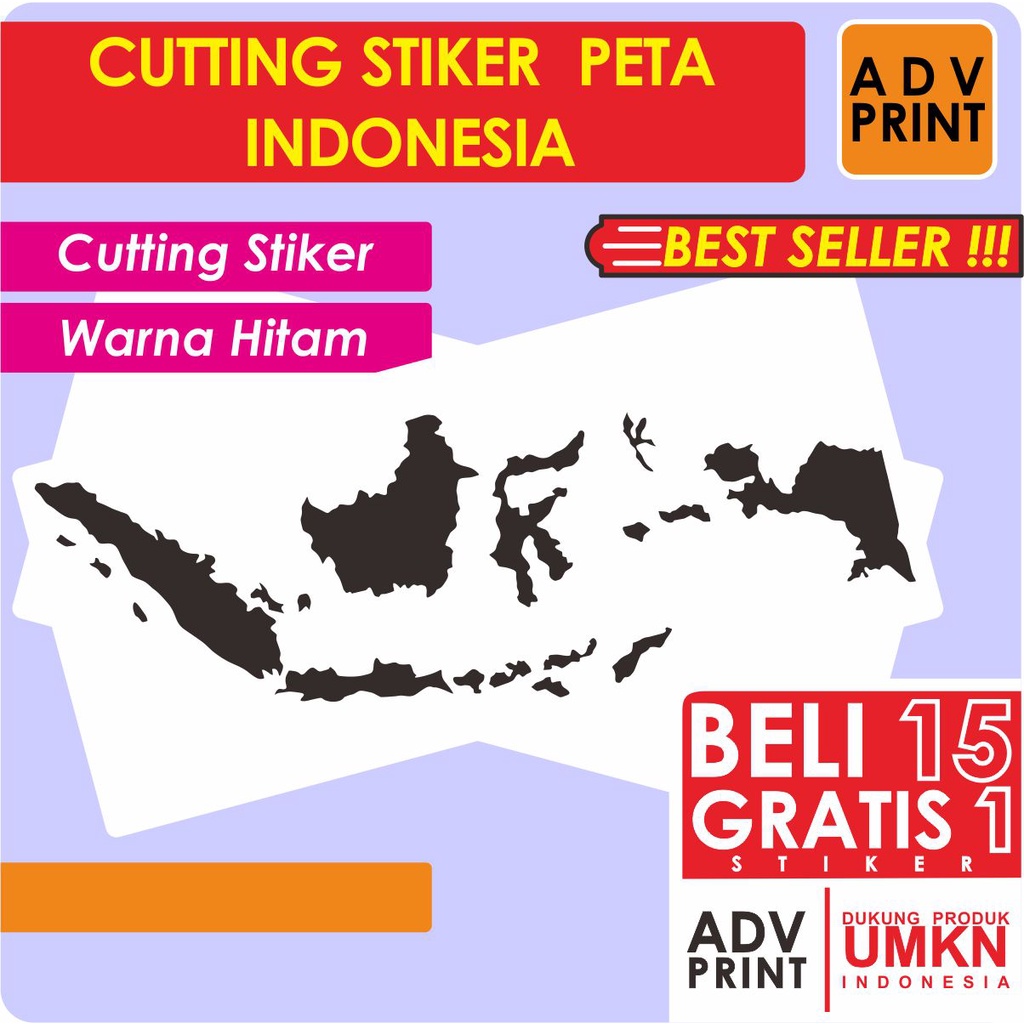Stiker Peta Indonesia Pulau Indonesi Stiker Timbul Anti Air