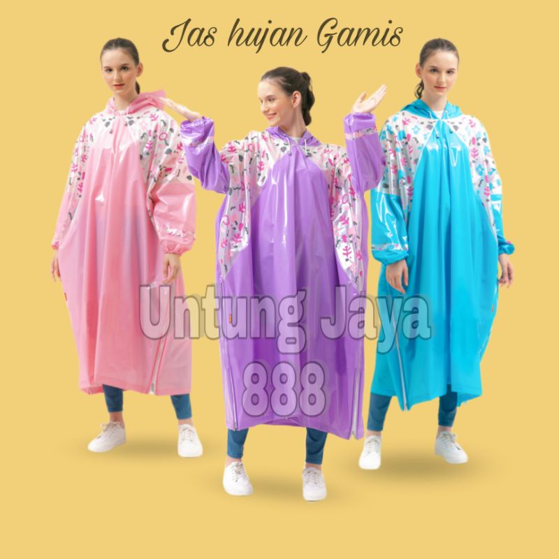 Jas Hujan Ponco Rok Terusan Gamis Muslimah Hijab Tiger Head