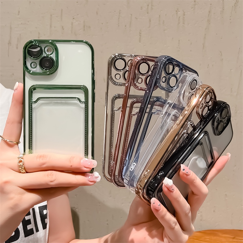 Soft Case TPU Transparan Electroplating 6D Cover iPhone 13 12 11 Pro Max X Xr Xs Max SE 8 7 6 6s Plus