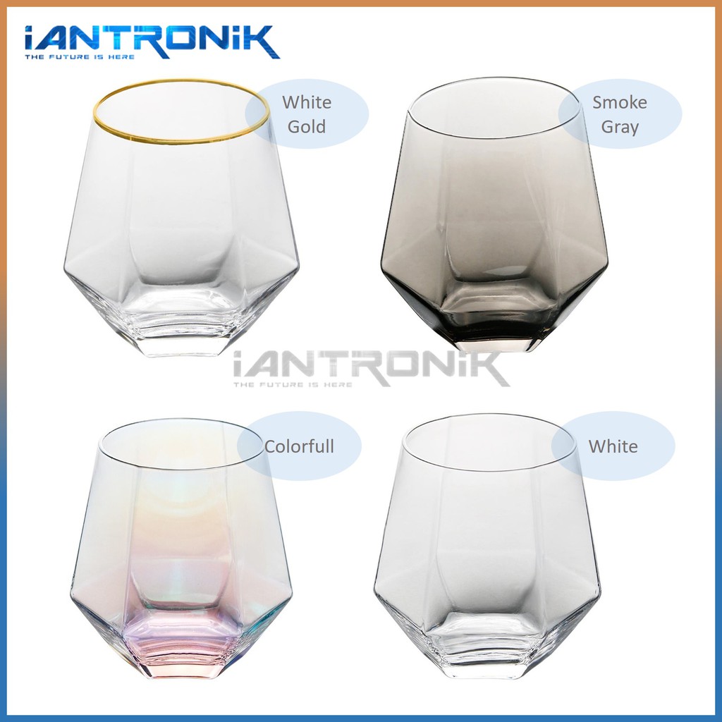 KIYOTE Hexagonal Glass Cup - Gelas Cafe Unik Kaca Nordic Geometris