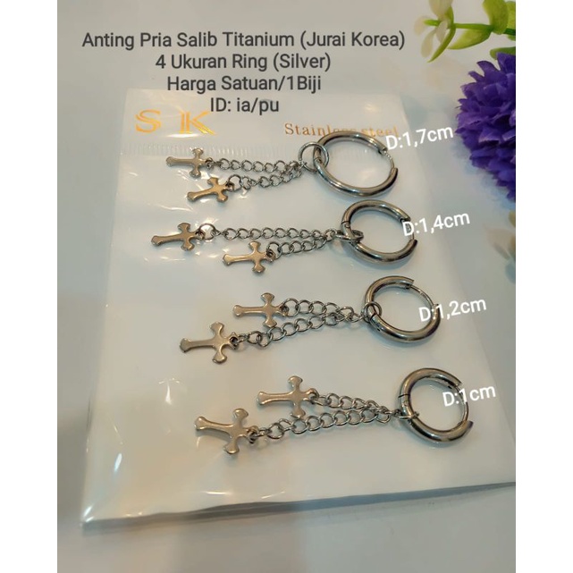 Anting pria titanium Jurai salib Ala Korea