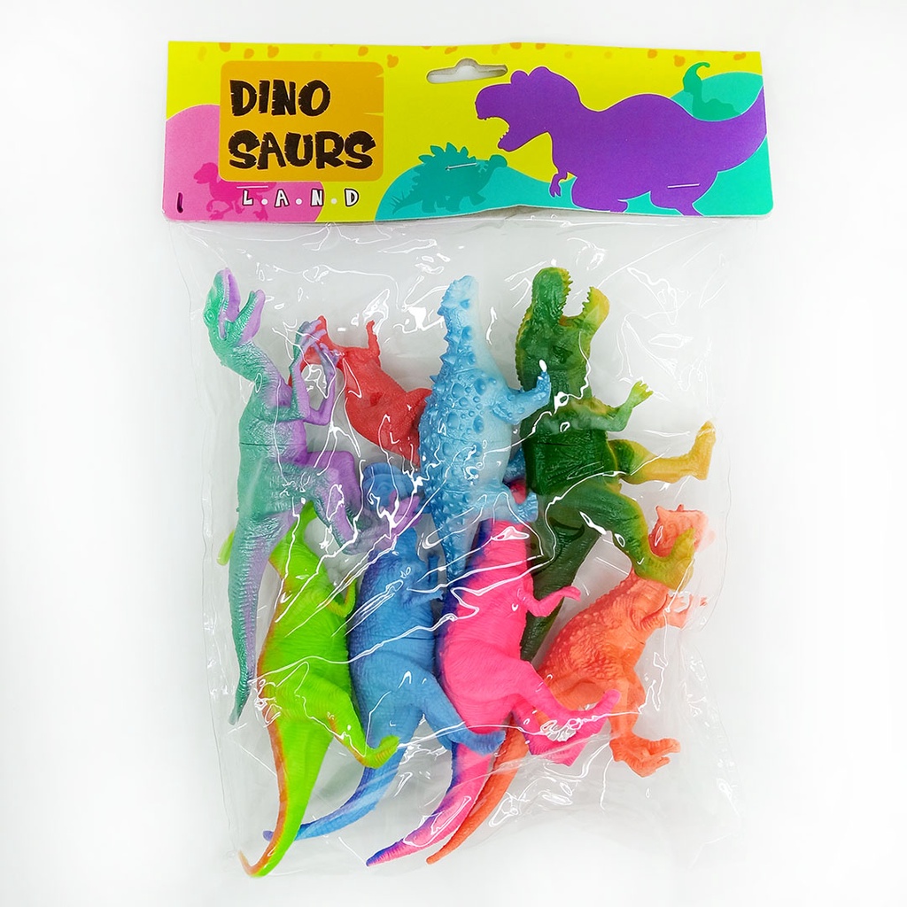 Set 8pcs Dinosaurus Land Karet Besar Mainan Miniatur Dino World