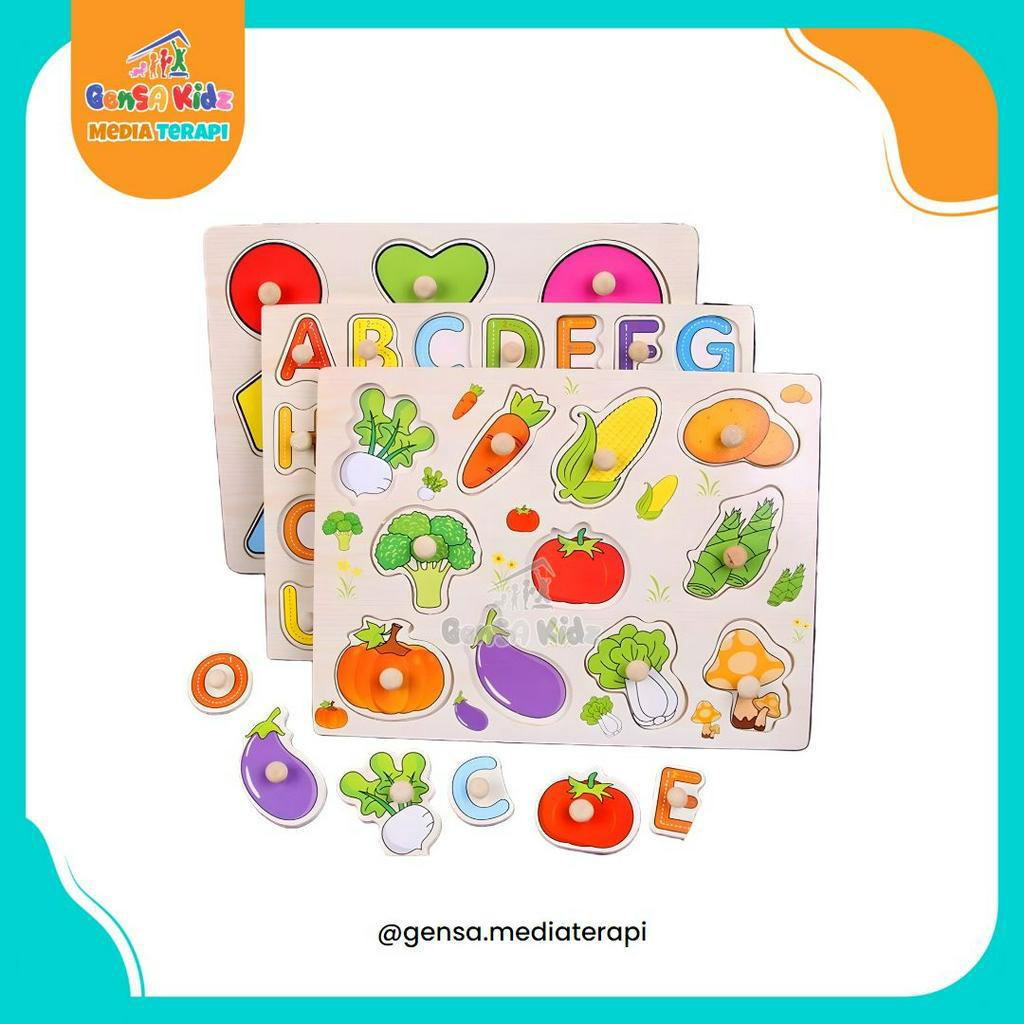 Puzzle Knob / Mainan Edukasi Puzzle / Wooden Puzzle Knob / Mainan Kayu / Mainan Anak 1 - 2 Tahun