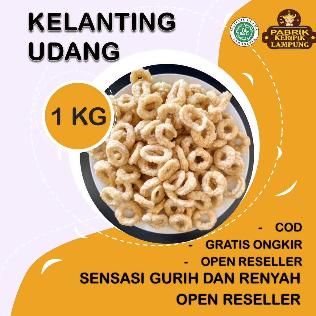 

1KG Gr Snack Kelanting Udang Original By PABRIK KERIPIK LAMPUNG