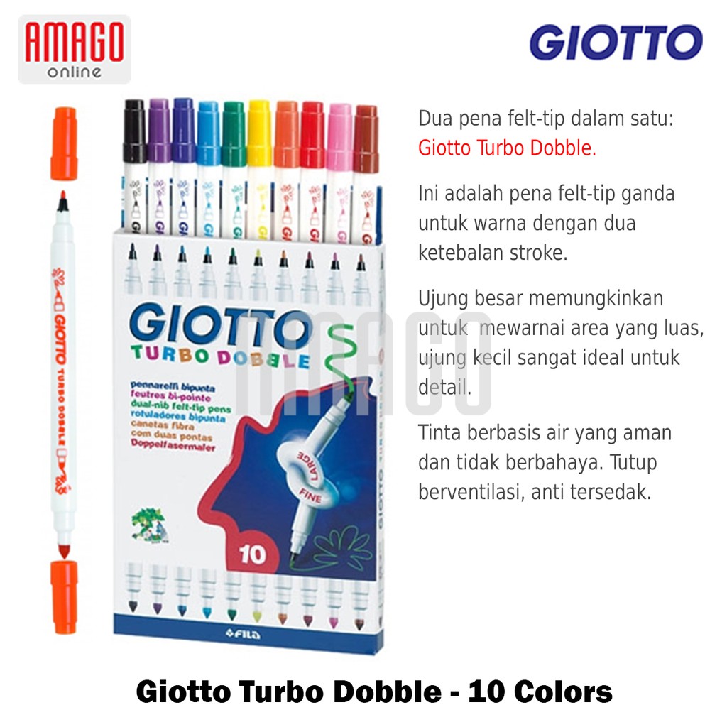 GIOTTO TURBO DOBBLE - DOUBLE TIPS -10 COLORS - 424600